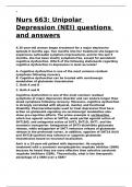 Nurs 663 Unipolar Depression &lpar;NEI&rpar; questions and answers