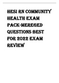 HESI RN COMMUNITY  HEALTH EXAM  PACK-MEREGED  QUESTIONS BEST  FOR 2022 EXAM  REVIEW