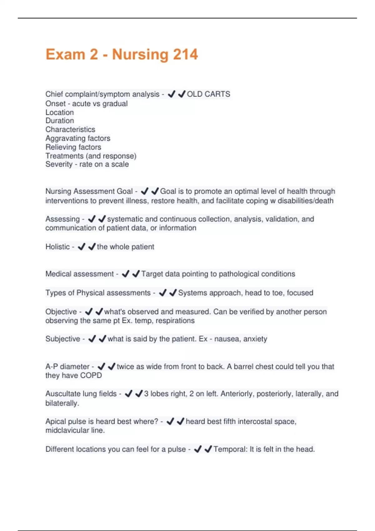 Exam 2 - Nursing 214 Questions and Answers New (2024/2025) Solved 100% ...