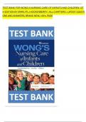 TEST BANK FOR WONG S NURSING CARE OF INFANTS AND CHILDREN 12TH EDITION BY MARILYN J HOCKENBERRY &vert; ALL CHAPTERS &vert; LATEST QUESTIONS AND ANSWERS&vert; BRAND NEW&vert; 100&percnt; PASS
