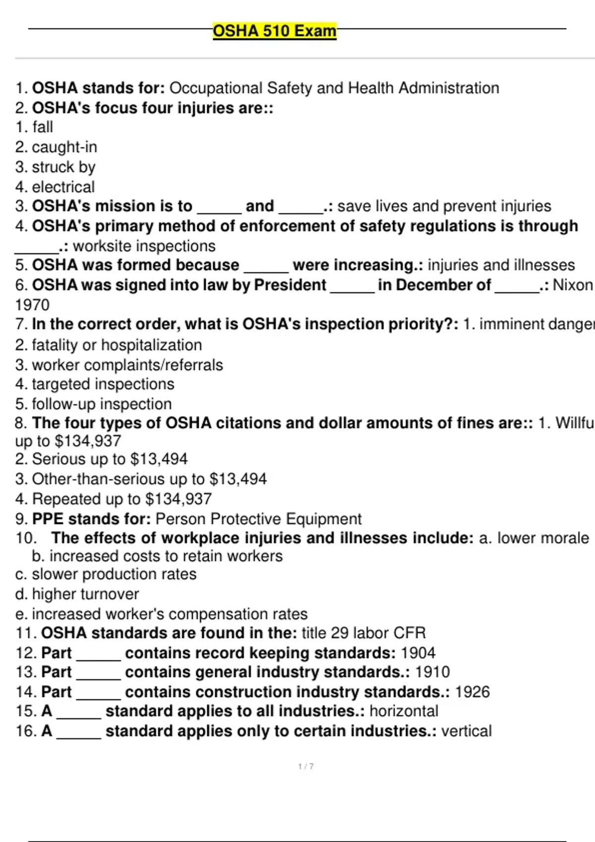 Osha 510 practice test 100% correct answers verified latest 2024 version - 2024/25 Top Papers ...