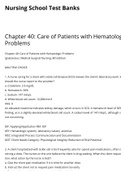 NUR 1300 Chapter 40: Care of Patients with Hematologic Problems | Nursing School Test Banks Question and  Answer