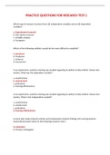 Nursing Research - PRACTICE QUESTIONS FOR RESEARCH TEST 1