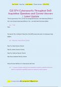 CLE 074 Cybersecurity Throughout DoD  Acquisition Questions and Correct Answers  &vert; Latest Update