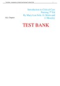 Test Bank for Introduction to Critical Care Nursing 7th Ed By Mary Lou Sole, G. Klein and J. Moseley [All chapters covered]