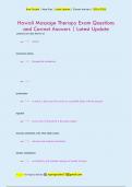 Hawaii Massage Therapy Exam Questions  and Correct Answers &vert; Latest Update