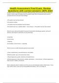 Health Assessment Final Exam&colon; Review Questions with correct answers 100&percnt; 2024