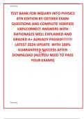 TEST BANK FOR INQUIRY INTO PHYSICS 8TH EDITION BY OSTDIEK EXAM QUESTIONS AND COMPLETE VERIFIED 100&percnt;CORRECT ANSWERS WITH RATIONALES WELL EXPLAINED AND GRADED A&plus; ALREADY PASSED&excl;&excl;&excl;&excl;&excl;&excl;&excl;&excl; LATEST 2024 UPDATE  WITH 100&percnt; GUARANTEED SUCCESS AFTER DOWNLOAD &lpar;ALL YOU