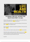 TX GENERAL LINES LIFE&comma; ACCIDENT AND HEALTH EXAM PREP&sol; 151 Q&A&period; 