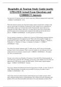 Hospitality & Tourism Study Guide &lpar;math&rpar; UPDATED Actual Exam Questions and  CORRECT Answers