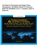 Test Bank for Purchasing and Supply Chain Management, 7th Edition