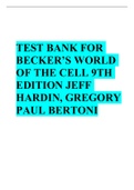 Test Bank for Becker’s World of the Cell 9th Edition Jeff Hardin, Gregory Paul Bertoni