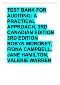 Test Bank for Auditing,, A Practical Approach, 3rd Canadian Edition 3rd Edition Robyn Moroney, Fiona Campbell, Jane Hamilton, Valerie Warren
