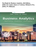 Test Bank for Business Analytics, 4th Edition