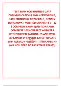 TEST BANK FOR BUSINESS DATA COMMUNICATIONS AND NETWORKING&comma; 14TH EDITION BY FITZGERALD&comma; DENNIS&comma; DURCIKOVA &vert; VERIFIED CHAPTER'S 1 - 12 &vert; COMPLETE EXAM QUESTIONS AND COMPLETE 100&percnt;CORRECT ANSWERS WITH VERIFIED RATIONALES AND WELL EXPLAINED BY EXPERTS LATES