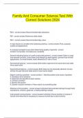  Family And Consumer Science Test With Correct Solutions 2024