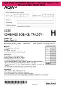 AQA GCSE COMBINED SCIENCE&colon; TRILOGY Higher Tier Physics Paper 1H QP 2020