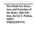 Test Bank for Structure and Function of the Body, 16th Edition, Kevin T. Patton, ISBN: 9780323597791 