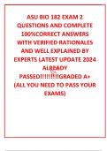 ASU BIO 182 EXAM 2  QUESTIONS AND COMPLETE 100&percnt;CORRECT ANSWERS WITH VERIFIED RATIONALES AND WELL EXPLAINED BY EXPERTS LATEST UPDATE 2024 ALREADY PASSED&excl;&excl;&excl;&excl;&excl;&excl;&excl;&excl;&excl;GRADED A&plus; &lpar;ALL YOU NEED TO PASS YOUR EXAMS&rpar;