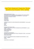 Lead Paint Abatement Supervisor Review Questions And Answers 100&percnt; Verified&period;