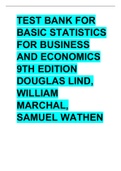 Test Bank for Basic Statistics for Business and Economics 9th Edition Douglas Lind, William Marchal, Samuel Wathen.