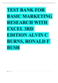 Test Bank for Basic Marketing Research with Excel 3rd Edition Alvin C Burns&comma; Ronald F Bush