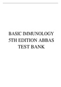 TEST BANK FOR BASIC IMMUNOLOGY 5TH EDITION ABBAS 