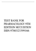 TEST BANK FOR PHARMACOLOGY 9TH EDITION MCCUISTION ISBN: 9780323399166