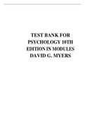 TEST BANK FOR PSYCHOLOGY 10TH EDITION IN MODULES DAVID G. MYERS