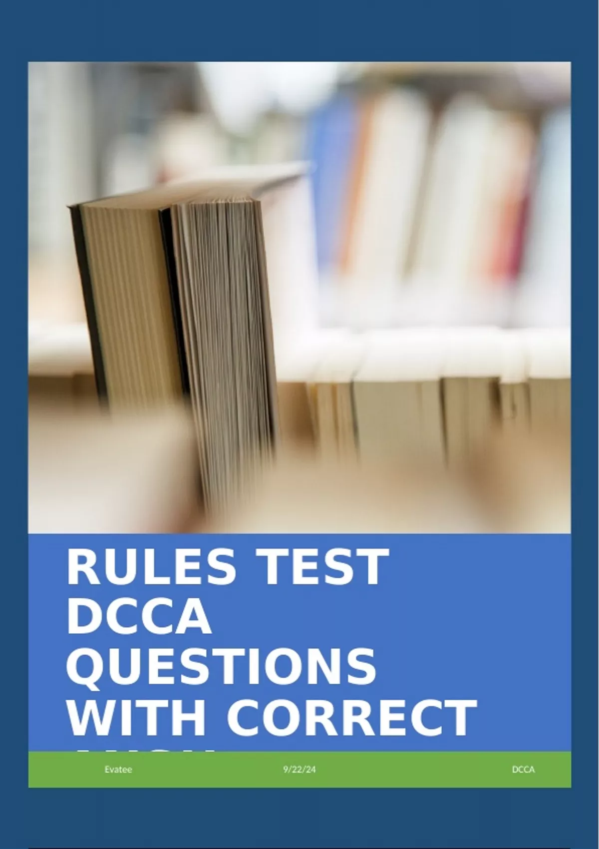 RULES TEST DCCA QUESTIONS WITH CORRECT ANS!! - DCCA - Stuvia US