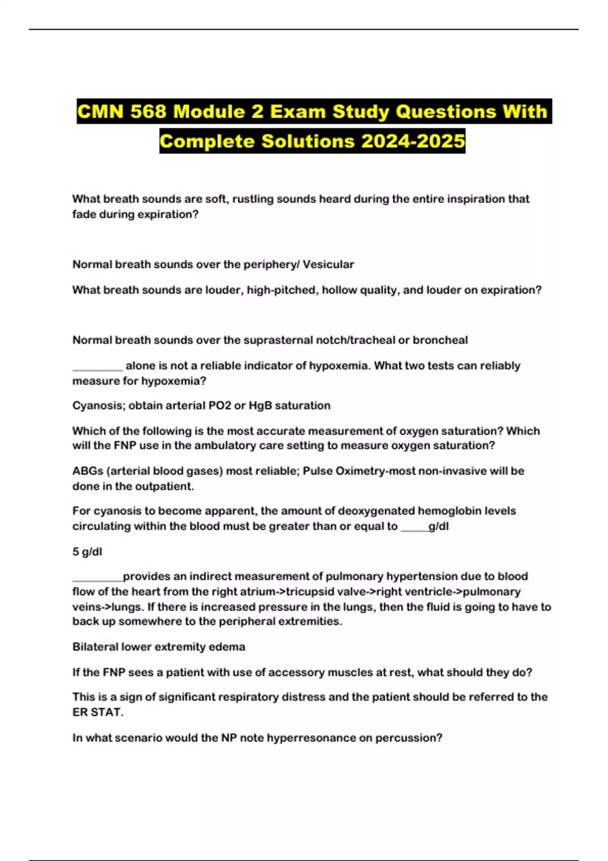 CMN 568 Module 2 Exam Study Questions With Complete Solutions - CMN 568 ...