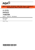 AQA A-level PHYSICS Paper 3 Section B Astrophysics QP 2020 & AQA A-LEVEL PHYSICS 7408&sol;3BA Paper 3 Section B Astrophysics Mark scheme June 2020