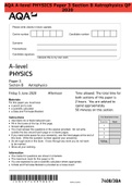 AQA A-level PHYSICS Paper 3 Section B Astrophysics QP 2020