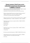 Dental Anatomy  Bundled Exam Questions and CORRECT Answers