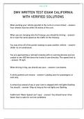 DMV WRITTEN TEST EXAM CALIFORNIA WITH VERIFIED SOLUTIONS