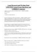 Legal Research and Writing Bundled Exam Questions and CORRECT Answers