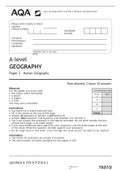 AQA A LEVEL  GEOGRAPHY PAPER 2 HUMAN GEOGRAPHY 12TH OCT2021 7037/2 QP