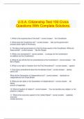  U&period;S&period;A&period; Citizenship Test 100 Civics Questions With Complete Solutions&period;