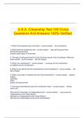 U&period;S&period;A&period; Citizenship Test 100 Civics Questions And Answers 100&percnt; Verified&period;