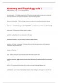 Anatomy and Physiology unit 1 questions and answers graded and A&plus;