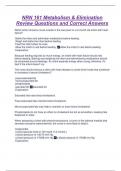 RN 161 Metabolism & Elimination Review Questions and Correct Answers