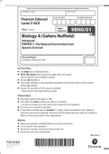 Pearson Edexcel GCE Question Booklet &plus; Mark Scheme &lpar;Results&rpar; November 2021In Biology A Salters Nuffield &lpar;9BN0&rpar; Paper 1&colon; The Natural Environment and Species Survival