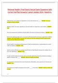 Personal Health&colon; Final Exam&sol; Actual Exam Questions with  Correct Verified Answers&sol; Latest Update 2024- Rated A&plus;&period; 