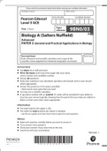 Pearson Edexcel GCE Question Booklet &plus; Mark Scheme &lpar;Results&rpar; November 2021 In Biology A Salters Nuffiled &lpar;9BN0&rpar; Paper 3&colon; General and Practical Applications in Biology