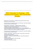 WGU Introduction To Sociology - C273 Questions And Answers 100&percnt; Guaranteed Success&period;