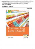 TEST BANK For Pharmacology Clear and Simple&colon; A Guide to Drug Classifications and Dosage Calculations&comma; 4th Edition by Cynthia J&period; Watkins&comma; All Chapters 1 - 21&comma; Verified Newest Version