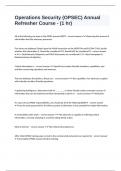Operations Security &lpar;OPSEC&rpar; Annual Refresher Course - &lpar;1 hr&rpar; questions n answers