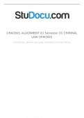 CRW2601 AssIGNMENT 01 Semester 01 CRIMINAL LAW CRW2601