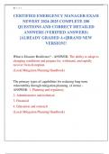 CERTIFIED EMERGENCY MANAGER EXAM  NEWEST 2024-2025 COMPLETE 200  QUESTIONS AND CORRECT DETAILED  ANSWERS &lpar;VERIFIED ANSWERS&rpar;  &vert;ALREADY GRADED A&plus;&vert;&vert;BRAND NEW  VERSION&excl;&excl; 