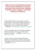 NURS 676 ADVANCED PHARMACOLOGY  FINAL EXAM COMPLETE ACCURATE  QUESTIONS WITH DETAILED VERIFIED  ANSWERS &lpar;100&percnt; CORRECT ANSWERS&rpar;  &sol;ALREADY GRADED A&plus;